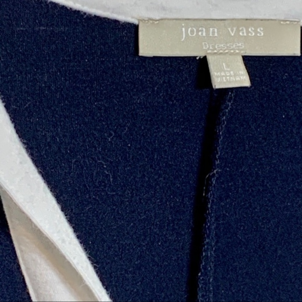 EUC Joan Vass navy/white long sleeve sheath‎ dress - Picture 7 of 7